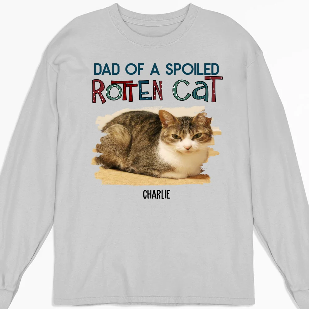  Funny Mom Dad Storybook Cat Photo - Personalized Custom Long Sleeve T-Shirt - Image 2