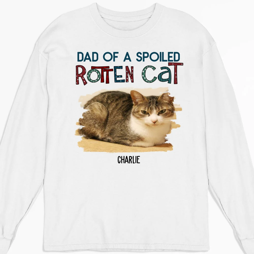  Funny Mom Dad Storybook Cat Photo - Personalized Custom Long Sleeve T-Shirt - Image 3