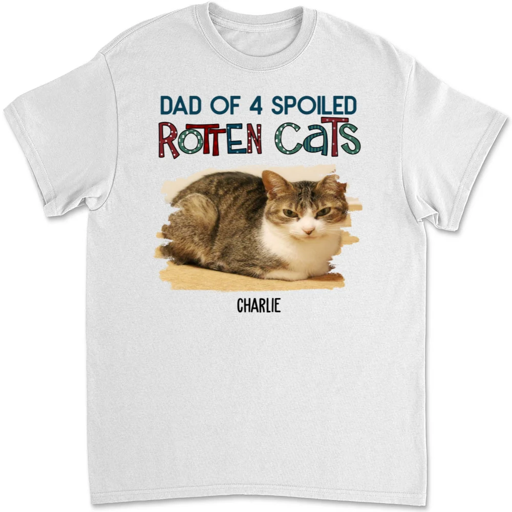 Funny Mom Dad Storybook Cat Photo - Personalized Custom Unisex T-Shirt - Image 2