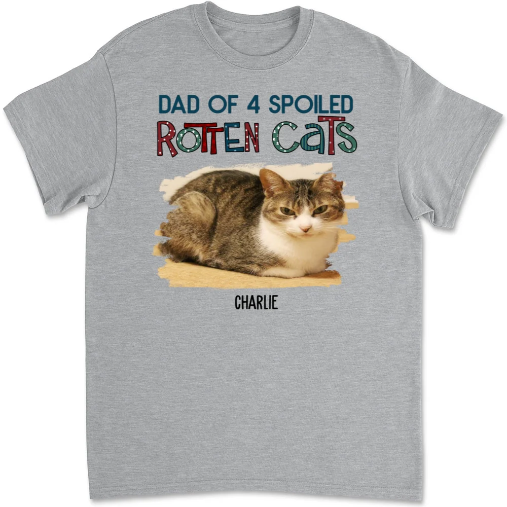 Funny Mom Dad Storybook Cat Photo - Personalized Custom Unisex T-Shirt - Image 3