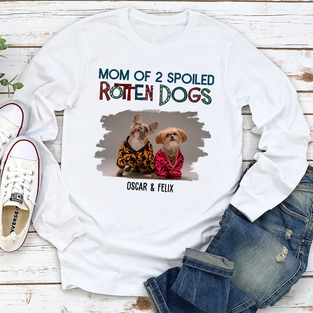 Funny Mom Dad Storybook Dog Photo - Personalized Custom Long Sleeve T-Shirt