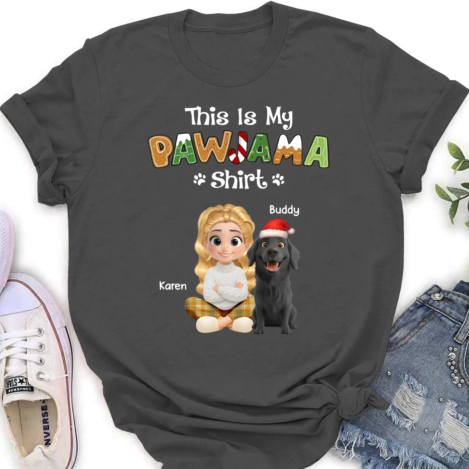 Funny Pawjama Shirt Cartoon - Personalized Custom Women T-Shirt - Image 10