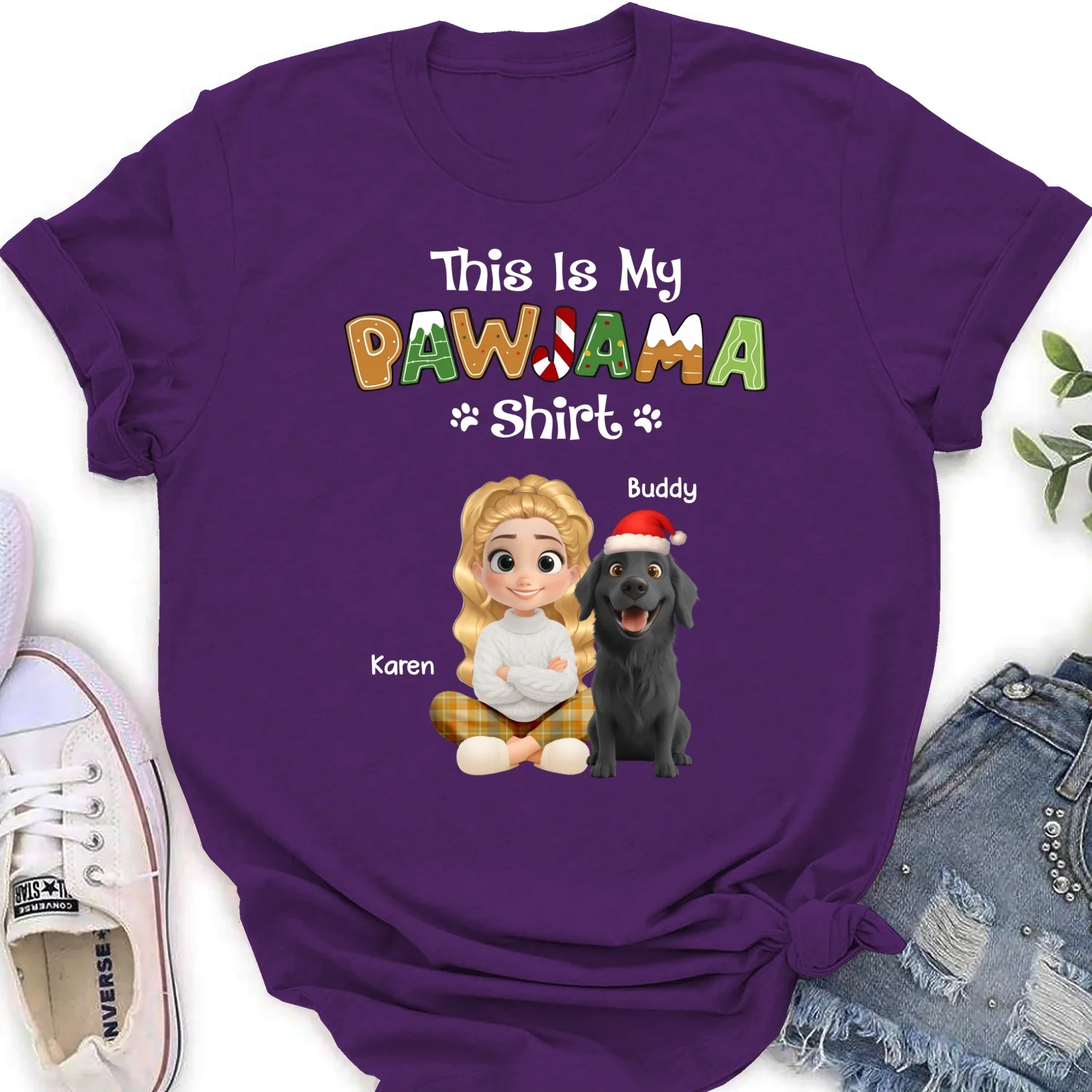 Funny Pawjama Shirt Cartoon - Personalized Custom Women T-Shirt - Image 11