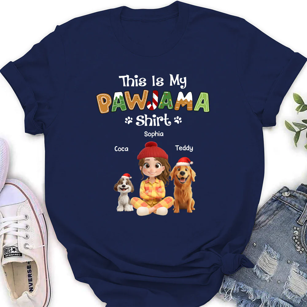Funny Pawjama Shirt Cartoon - Personalized Custom Women T-Shirt - Image 3