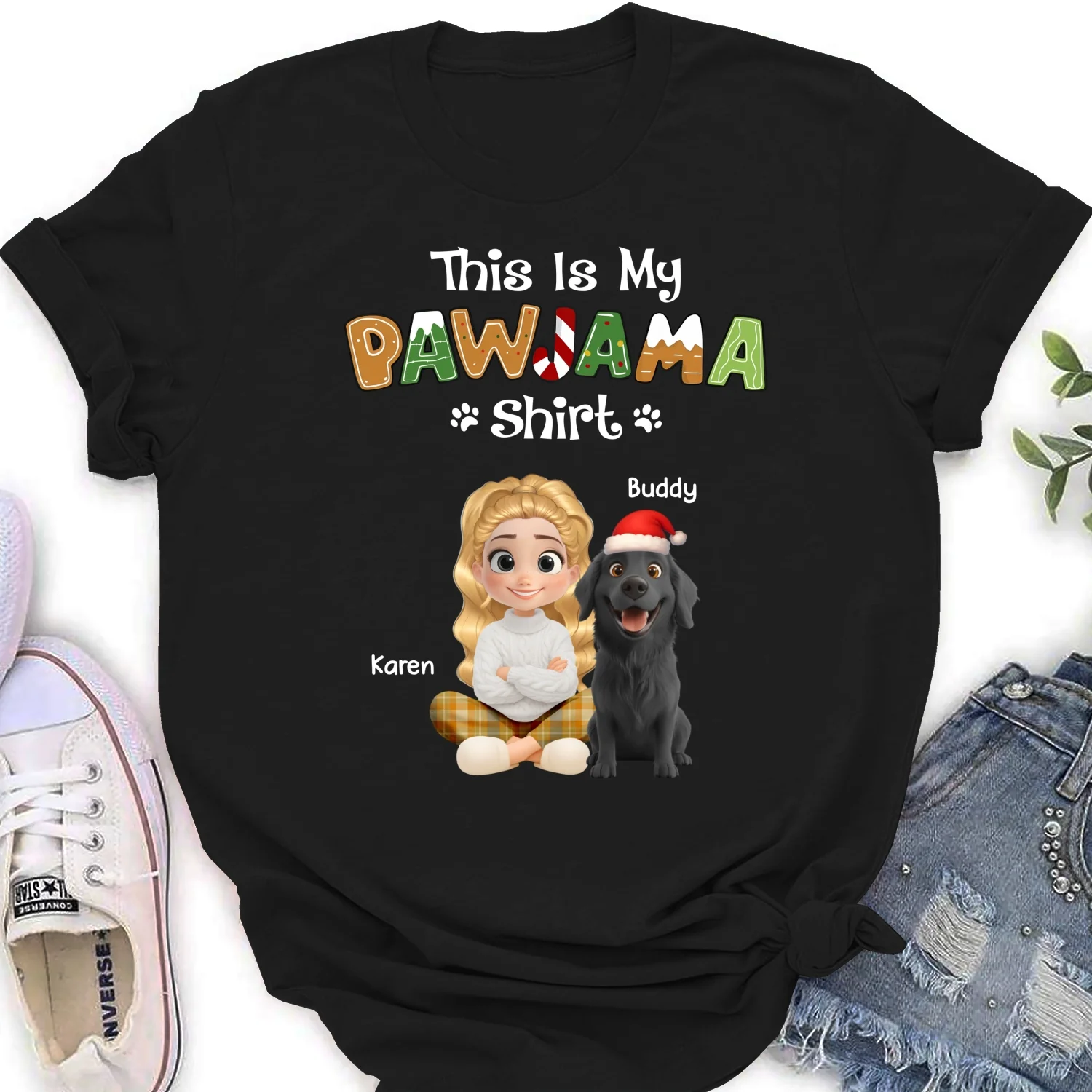 Funny Pawjama Shirt Cartoon - Personalized Custom Women T-Shirt - Image 7