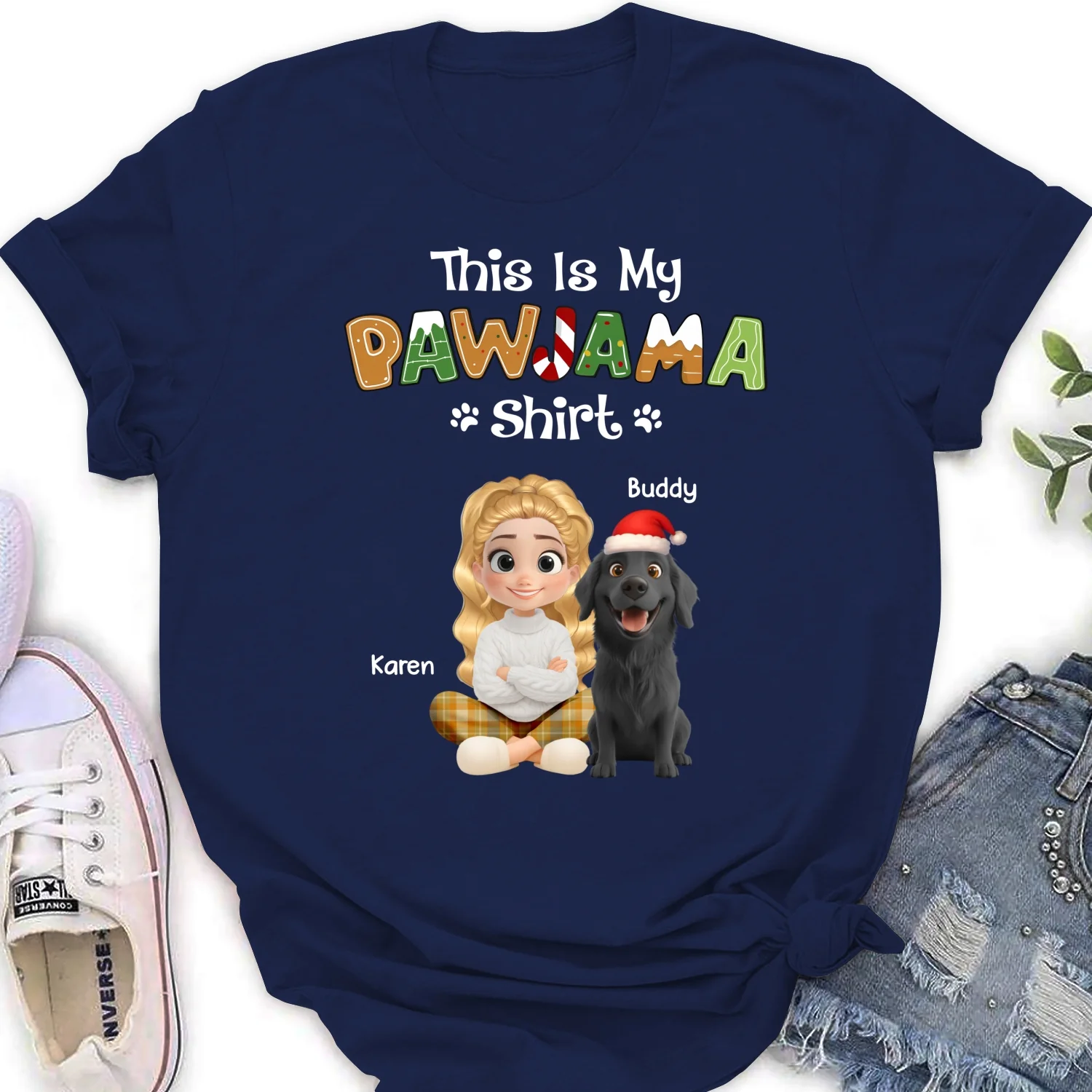 Funny Pawjama Shirt Cartoon - Personalized Custom Women T-Shirt - Image 8