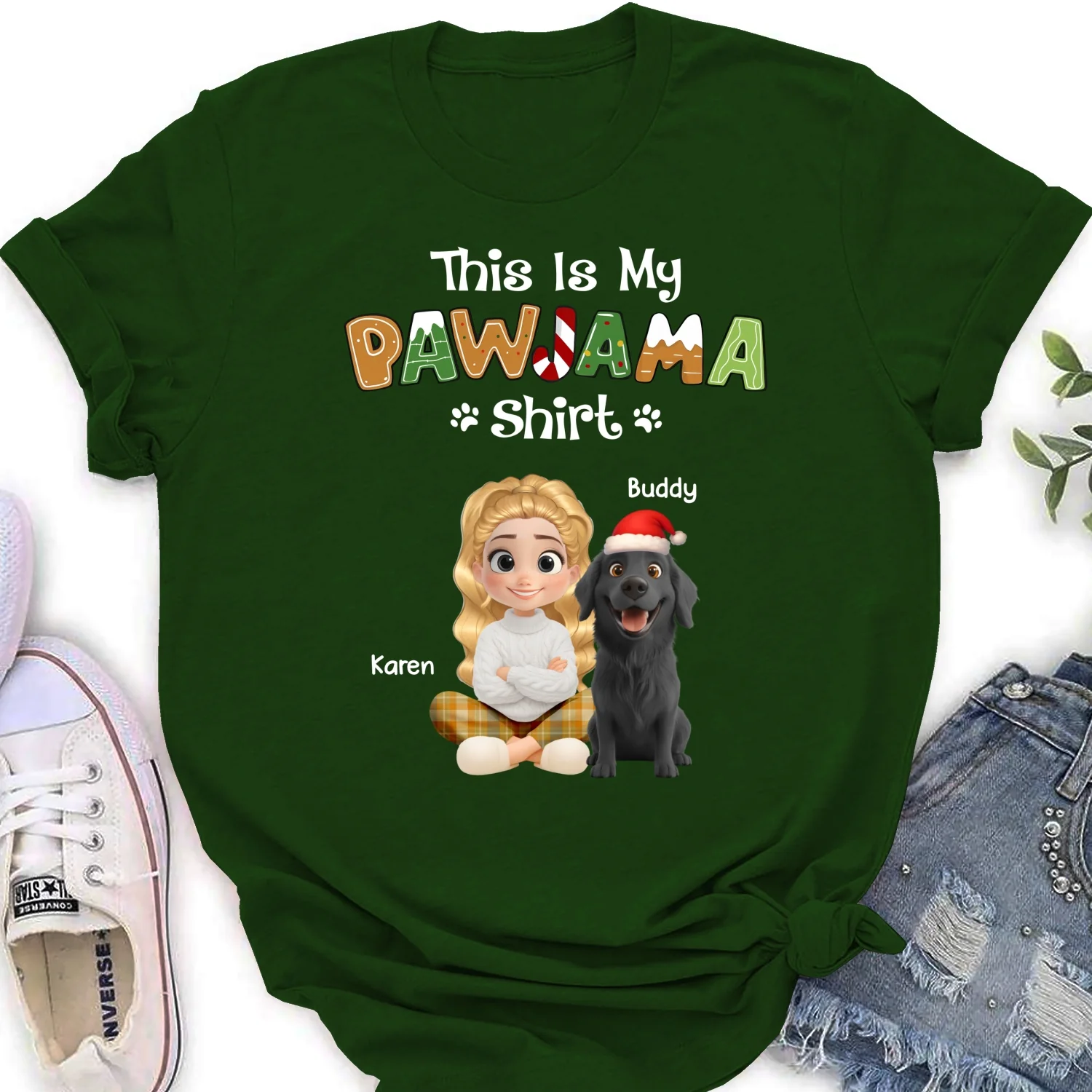 Funny Pawjama Shirt Cartoon - Personalized Custom Women T-Shirt - Image 9