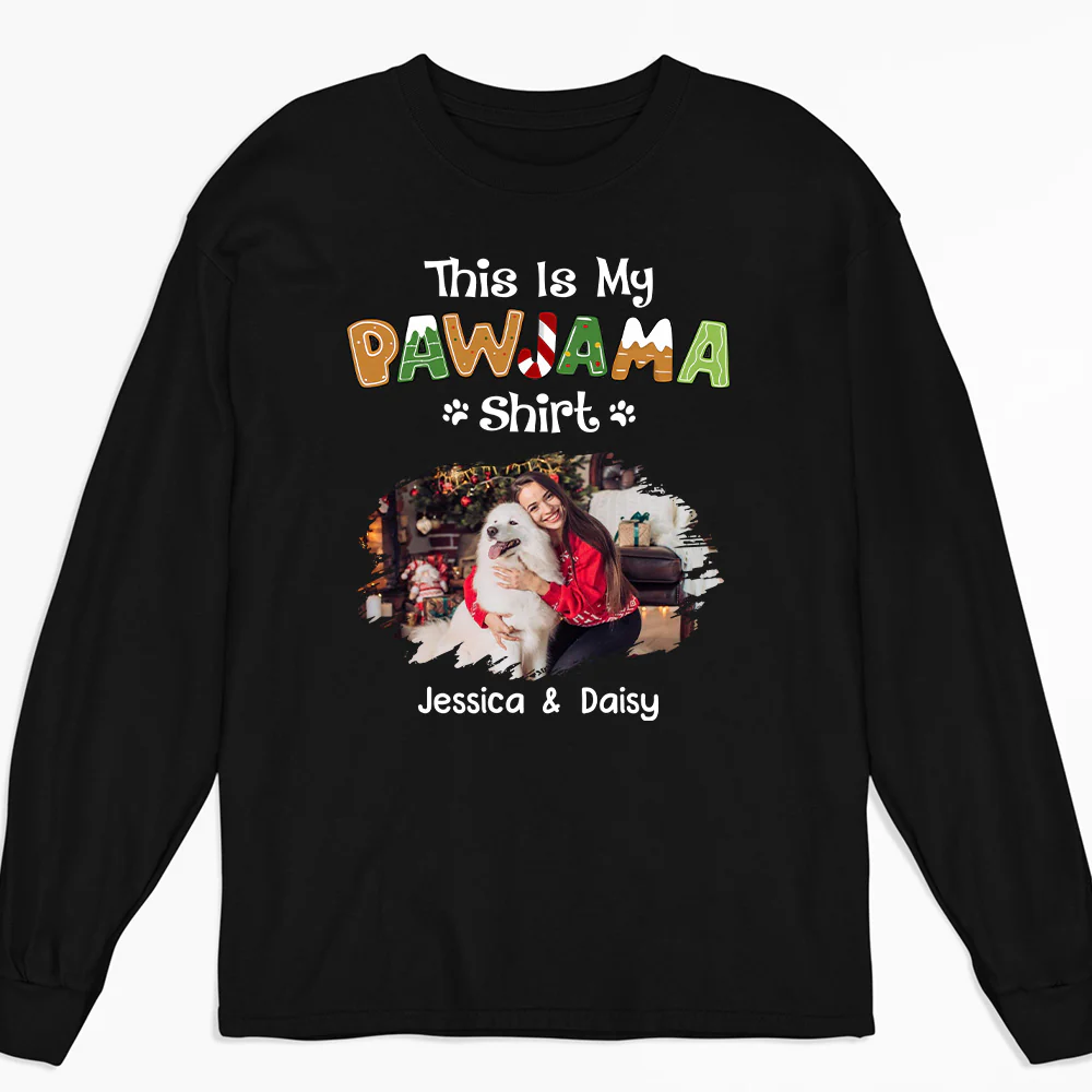 Funny Pawjama Shirt Cartoon Photo - Personalized Custom Long Sleeve T-Shirt