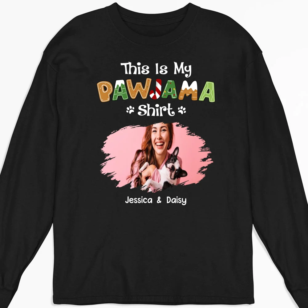 Funny Pawjama Shirt Cartoon Photo - Personalized Custom Long Sleeve T-Shirt - Image 6