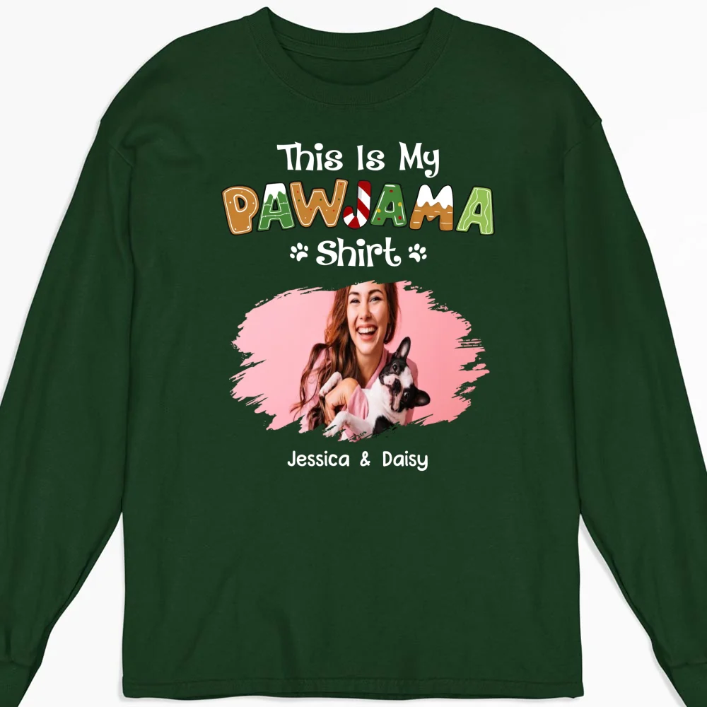 Funny Pawjama Shirt Cartoon Photo - Personalized Custom Long Sleeve T-Shirt - Image 8
