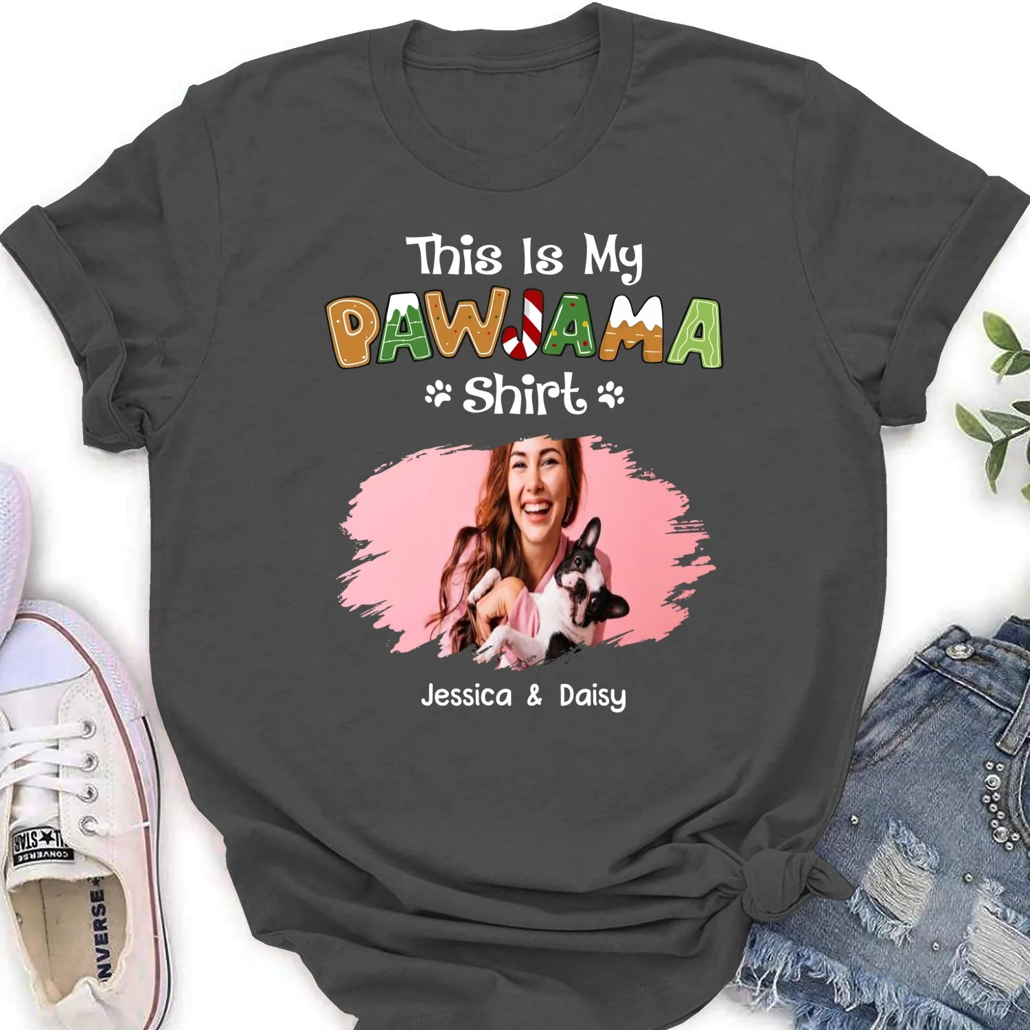 Funny Pawjama Shirt Cartoon Photo - Personalized Custom Women T-Shirt - Image 10