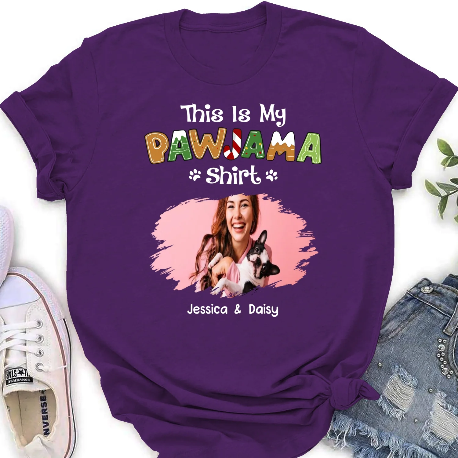 Funny Pawjama Shirt Cartoon Photo - Personalized Custom Women T-Shirt - Image 11