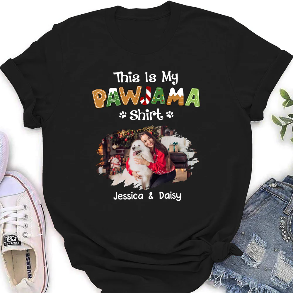 Funny Pawjama Shirt Cartoon Photo - Personalized Custom Women T-Shirt - Image 2