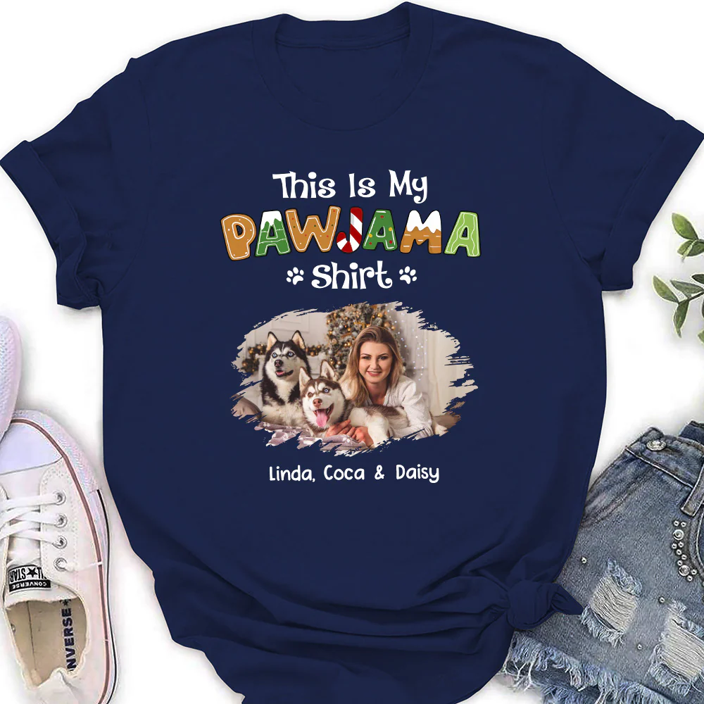 Funny Pawjama Shirt Cartoon Photo - Personalized Custom Women T-Shirt - Image 3