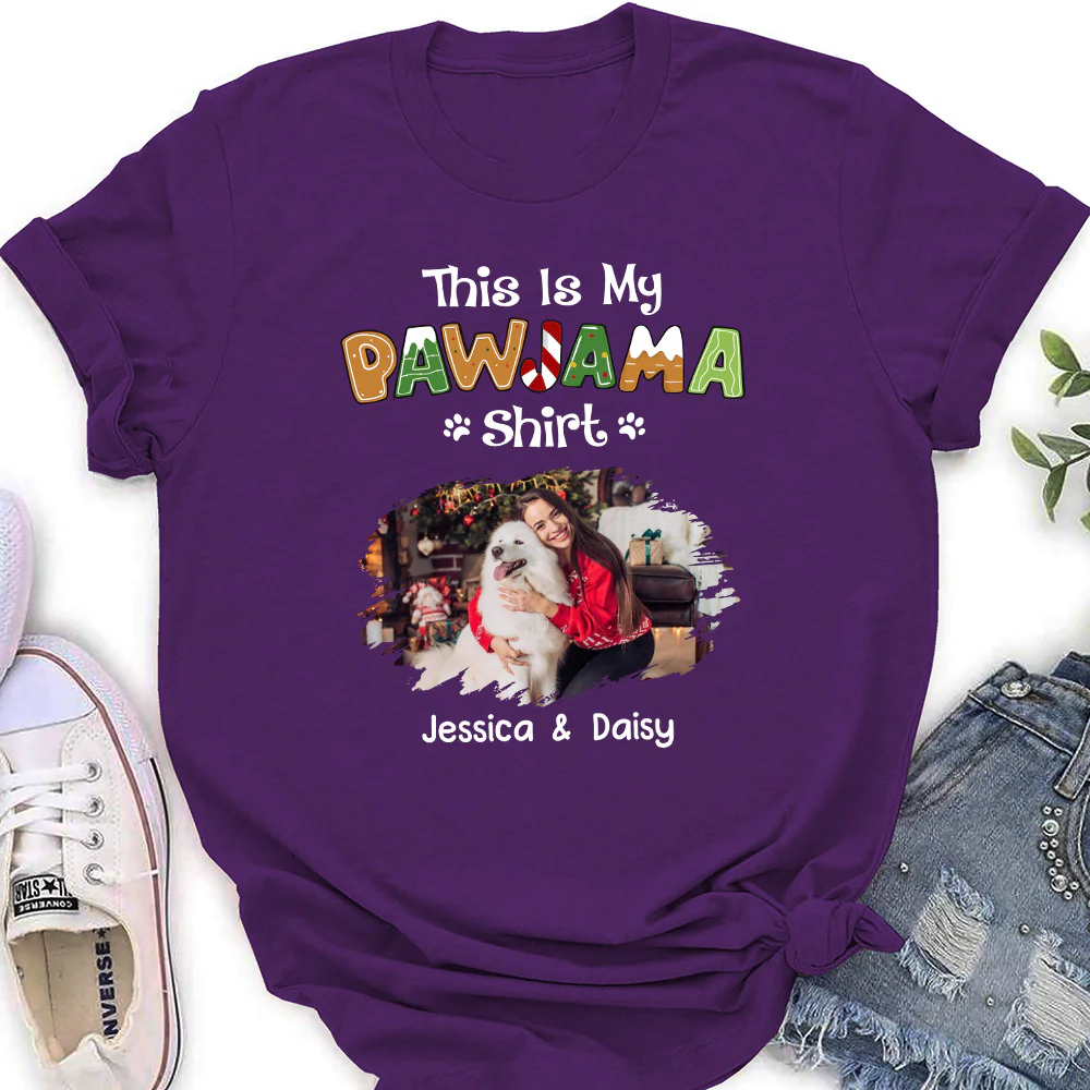 Funny Pawjama Shirt Cartoon Photo - Personalized Custom Women T-Shirt - Image 4
