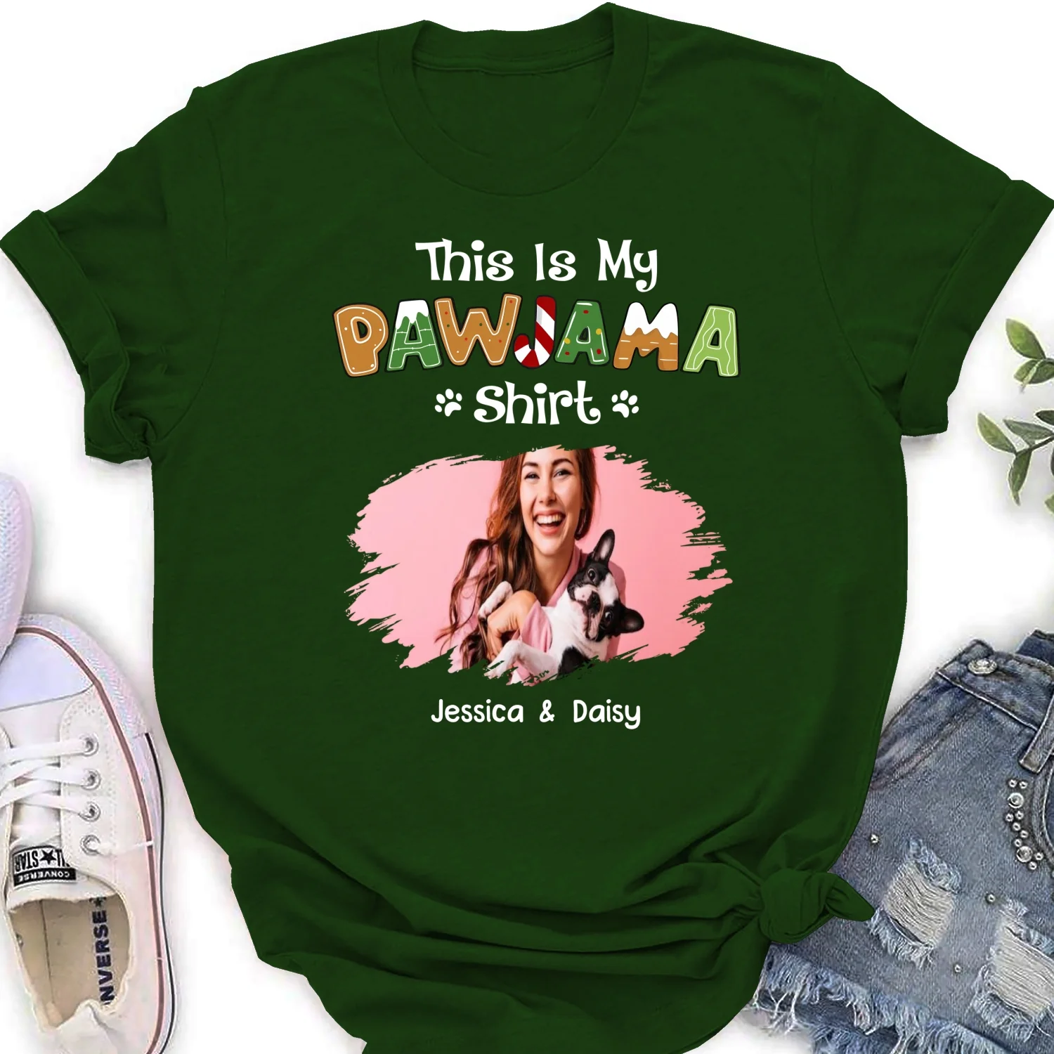 Funny Pawjama Shirt Cartoon Photo - Personalized Custom Women T-Shirt - Image 9
