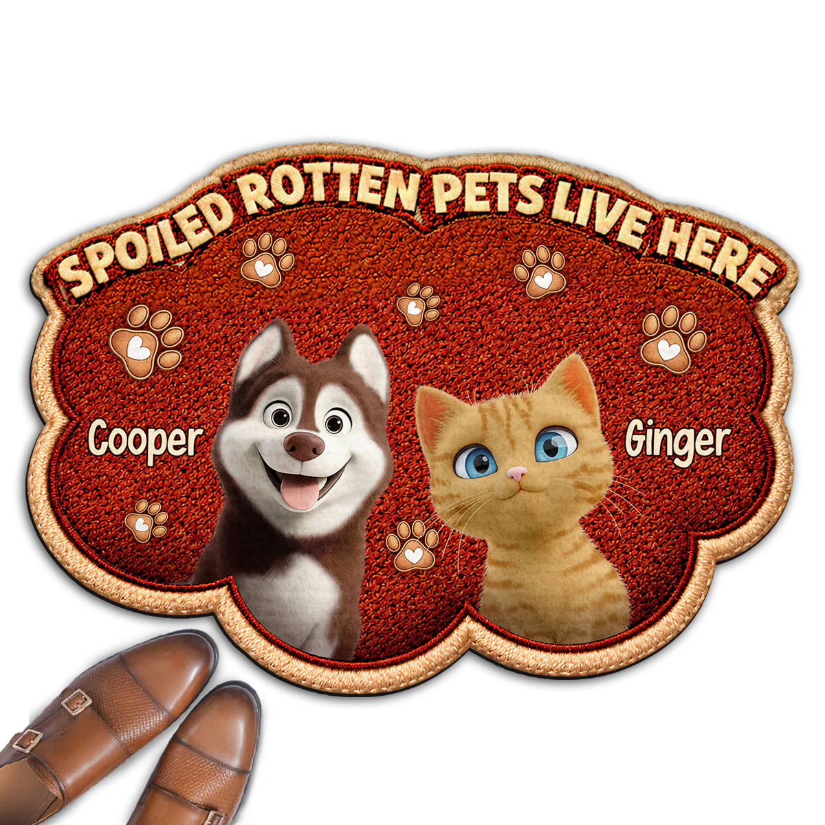 Funny Pet Live Here With Us - Personalized Custom Doormat