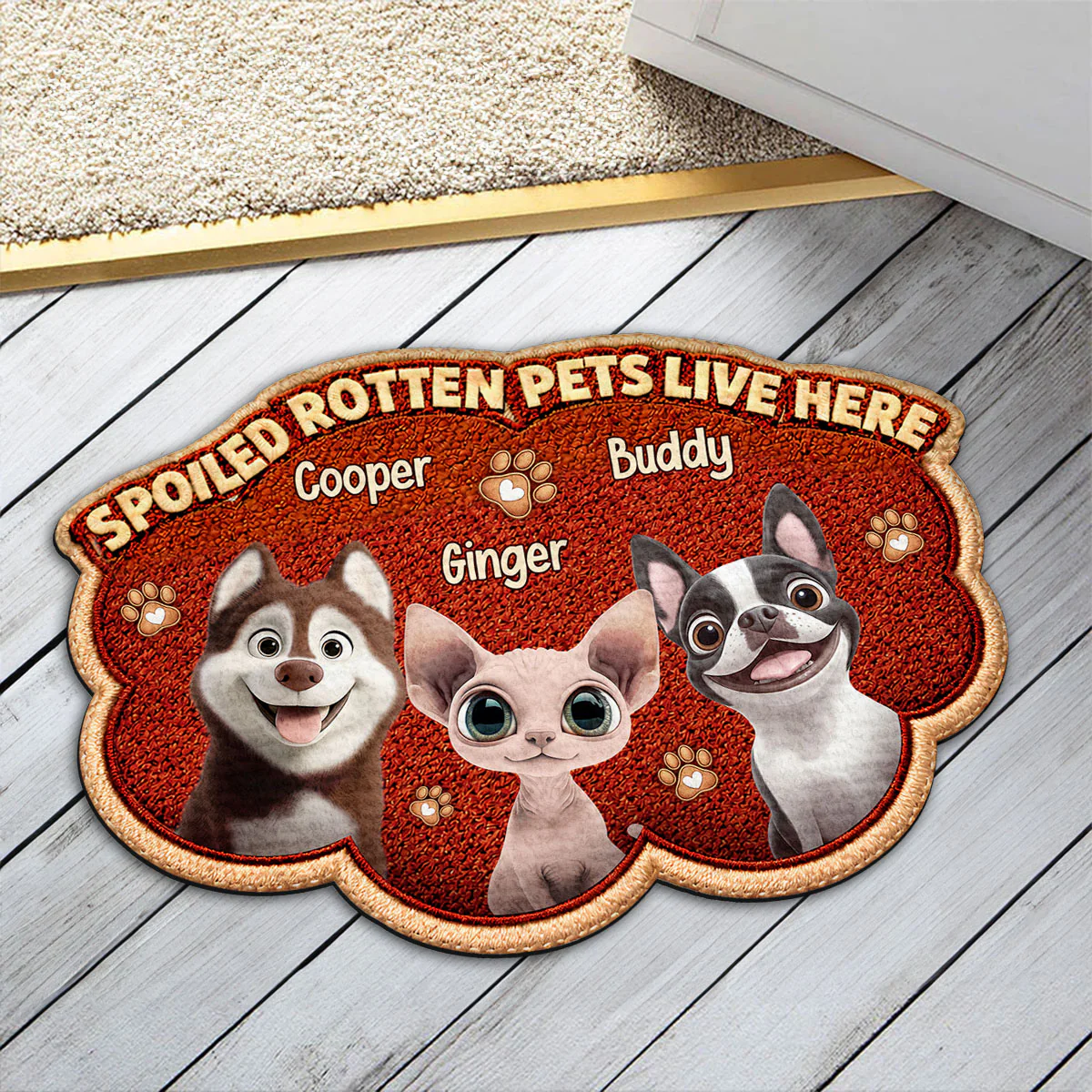Funny Pet Live Here With Us - Personalized Custom Doormat - Image 3