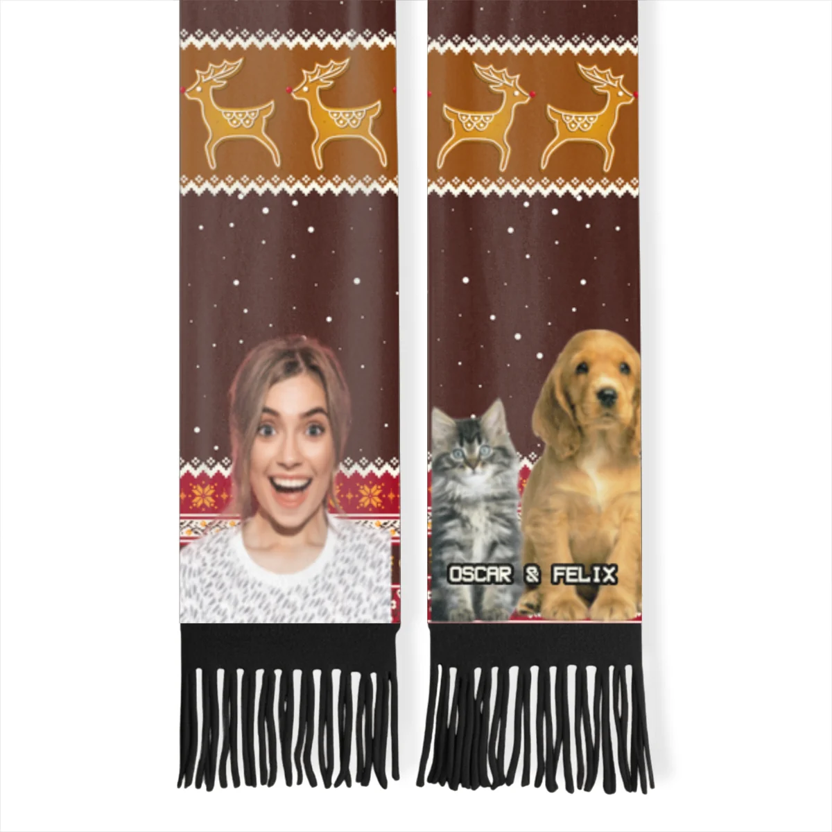 Fur Babies Dog Christmas Photo - Personalized Custom Scarf - Image 7
