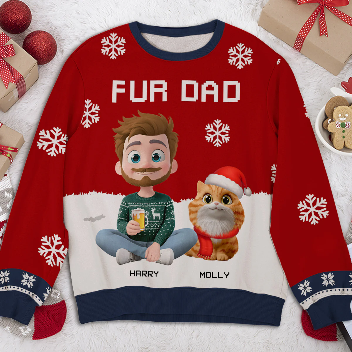 Fur Dad Mom Winter - Personalized Custom All-Over-Print Sweatshirt - Image 2