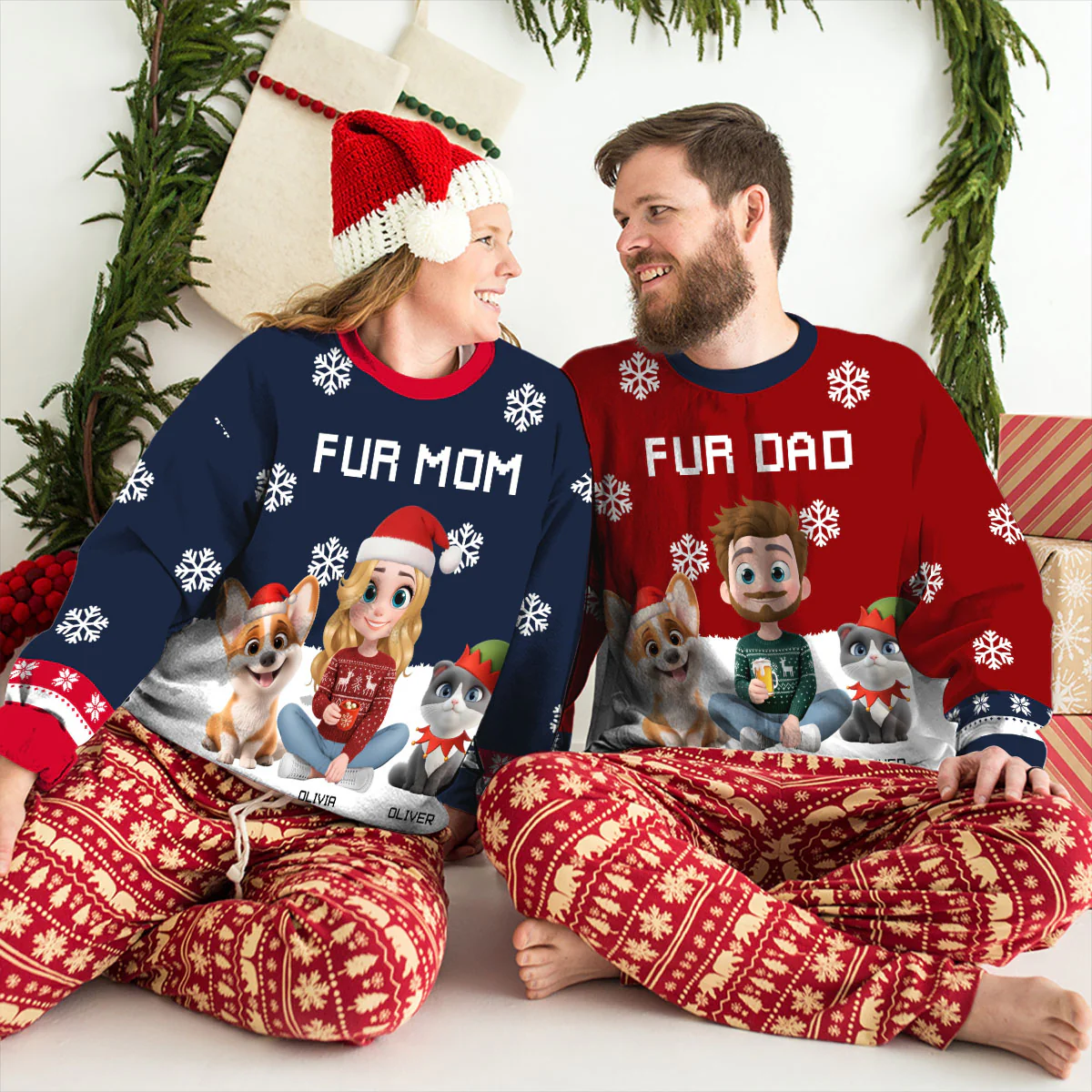 Fur Dad Mom Winter - Personalized Custom All-Over-Print Sweatshirt - Image 4
