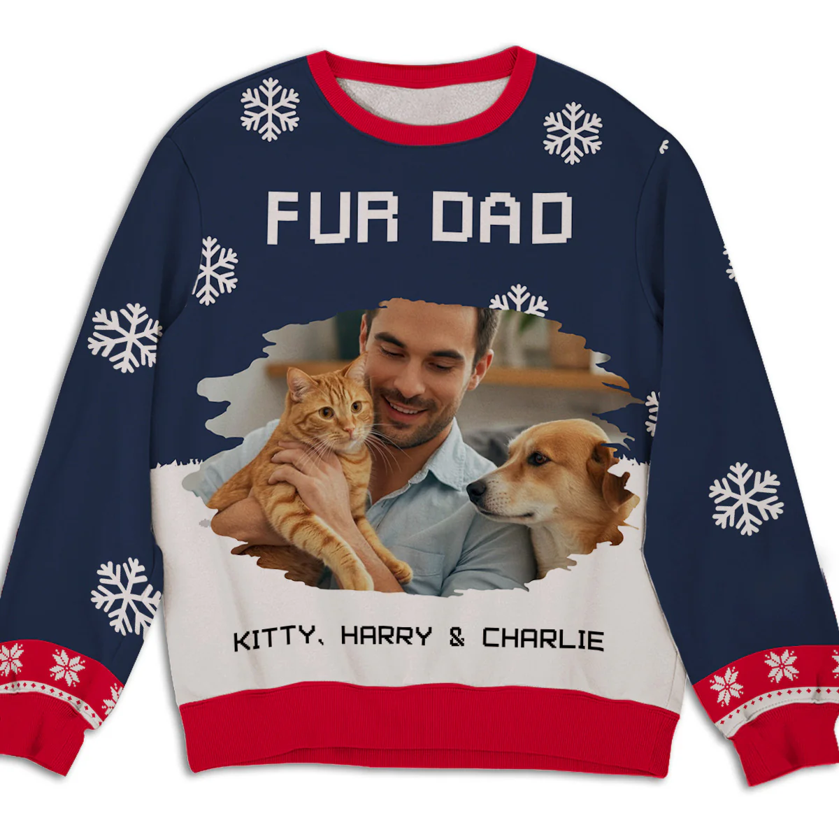 Fur Dad Mom Winter Photo - Personalized Custom All-Over-Print Sweatshirt
