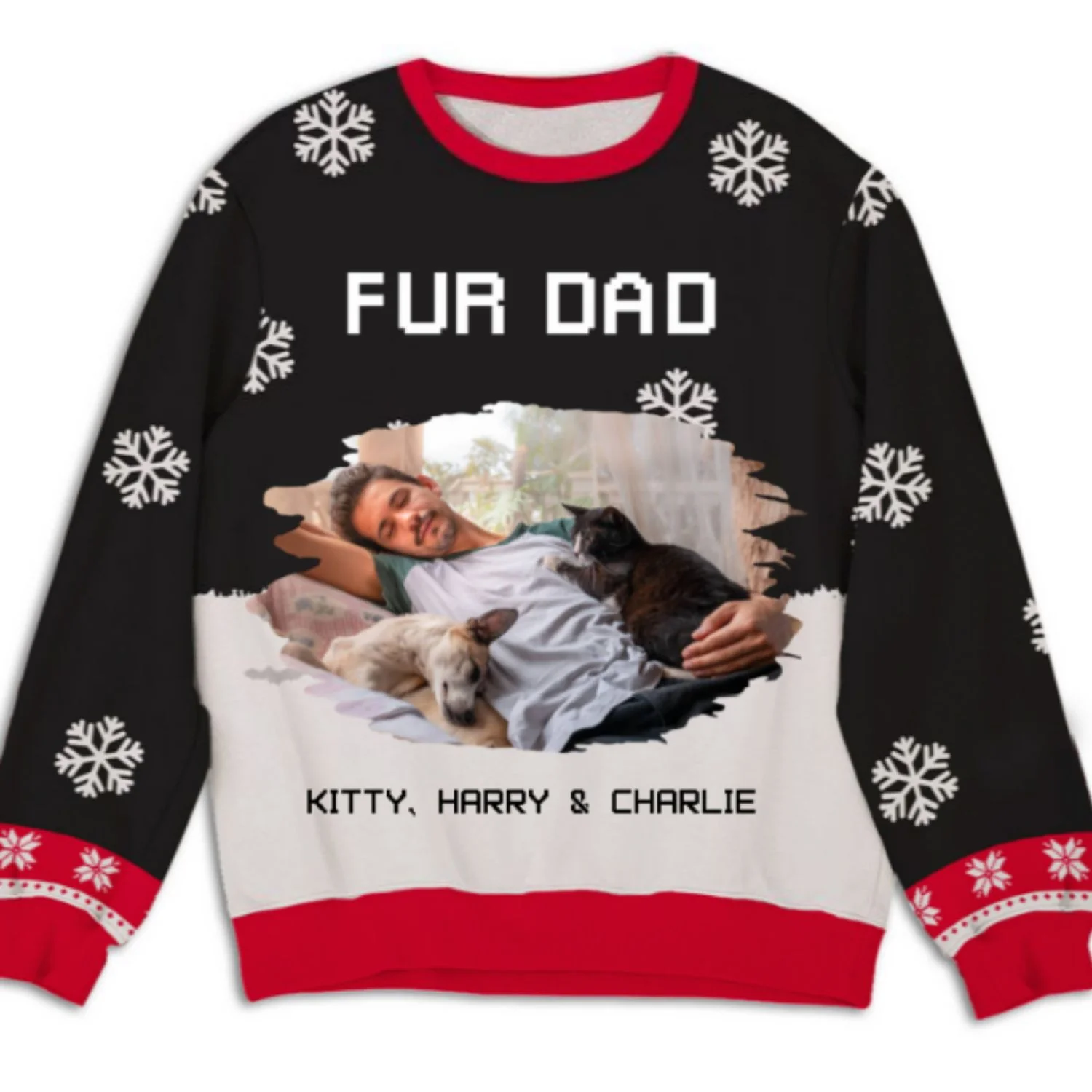 Fur Dad Mom Winter Photo - Personalized Custom All-Over-Print Sweatshirt - Image 2