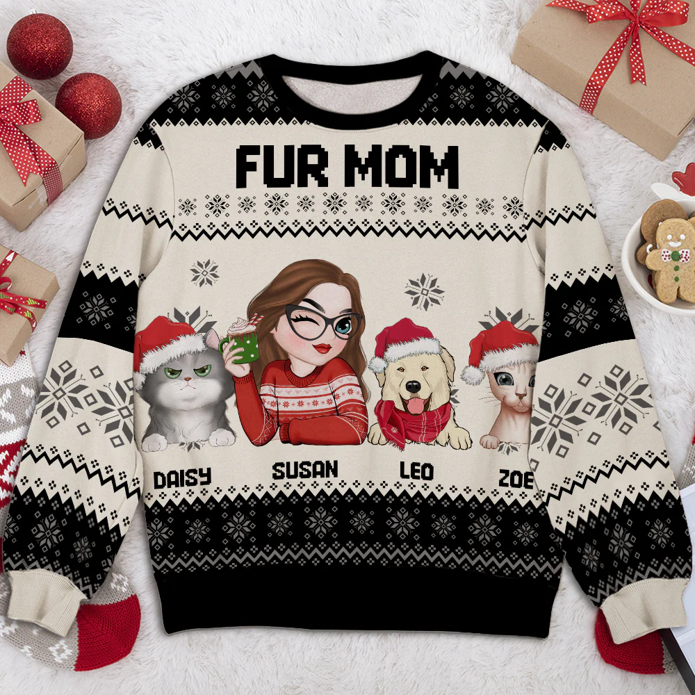 Fur Mom Christmas - Personalized Custom All-Over-Print Sweatshirt - Image 2