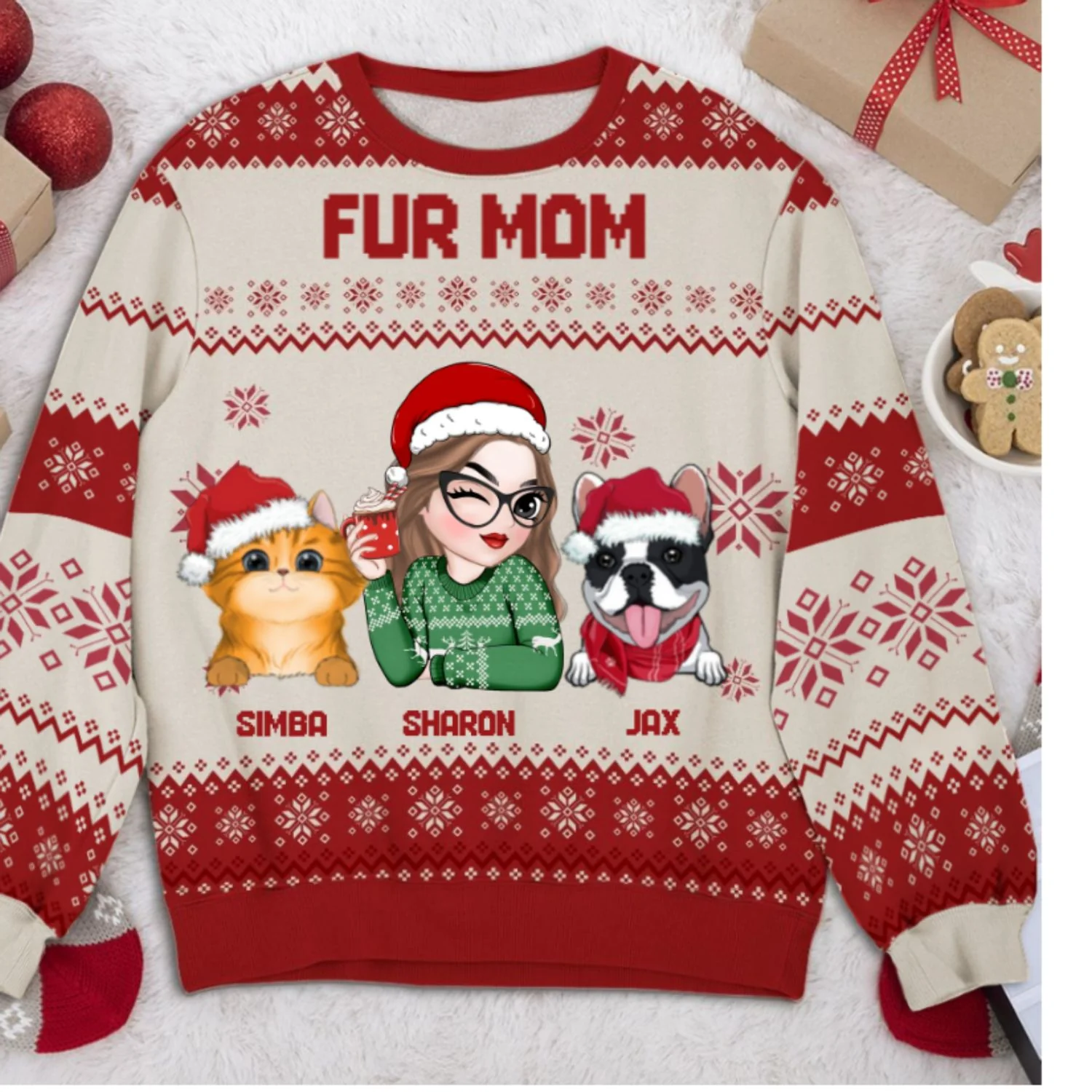 Fur Mom Christmas - Personalized Custom All-Over-Print Sweatshirt - Image 4