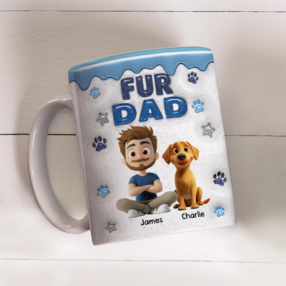 Fur Mom Dad Star - Personalized Custom 3D Inflated Effect Coffee Mug - Image 3