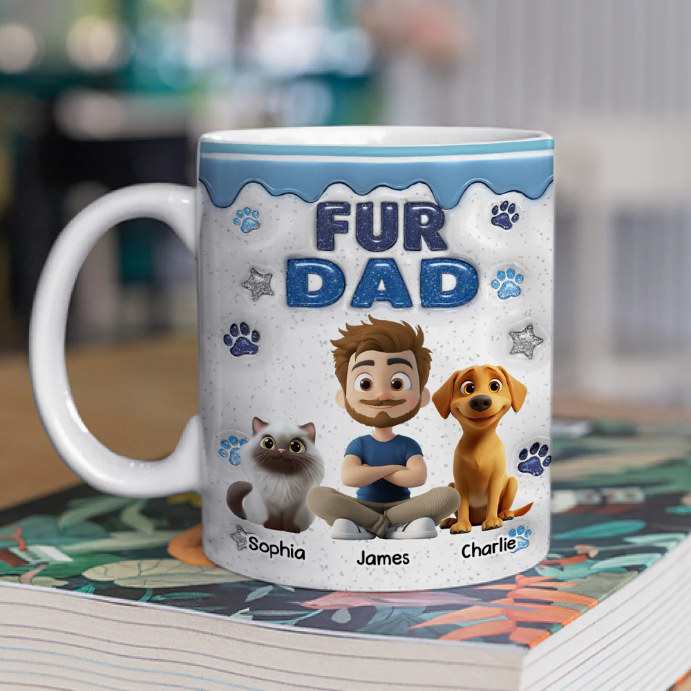 Fur Mom Dad Star - Personalized Custom 3D Inflated Effect Coffee Mug - Image 4