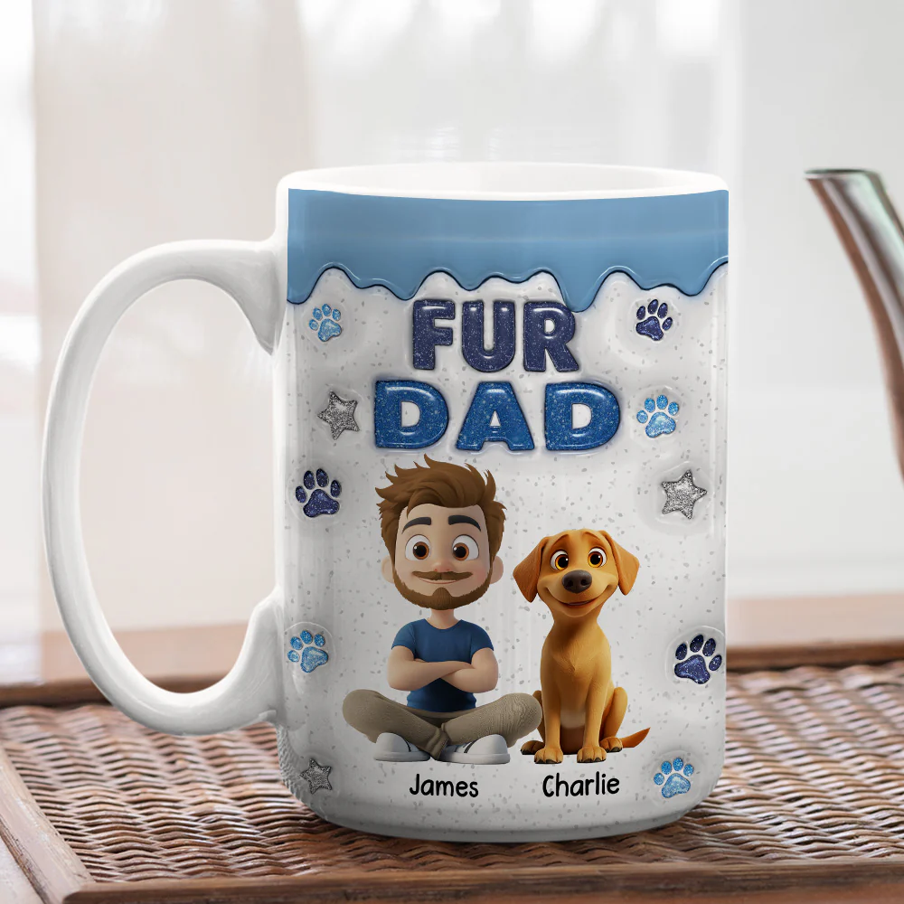 Fur Mom Dad Star - Personalized Custom 3D Inflated Effect Coffee Mug - Image 5