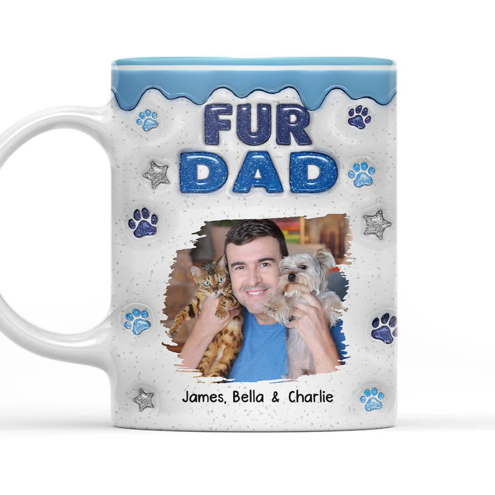 Fur Mom Dad Star Photo - Personalized Custom 3D Inflated Effect Coffee Mug