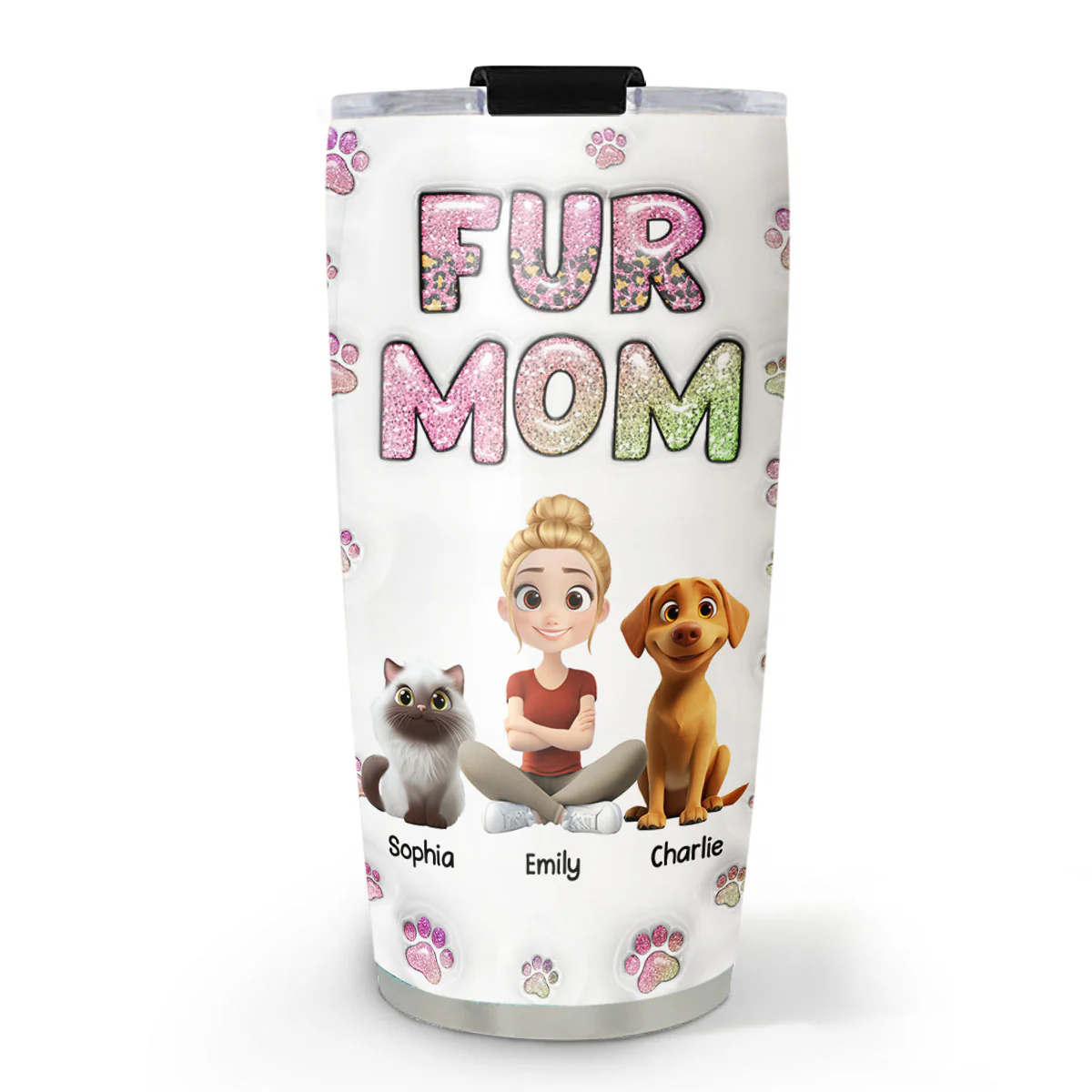 Fur Mom Lovely Chibi - Personalized Custom 3D Inflated Effect Tumbler