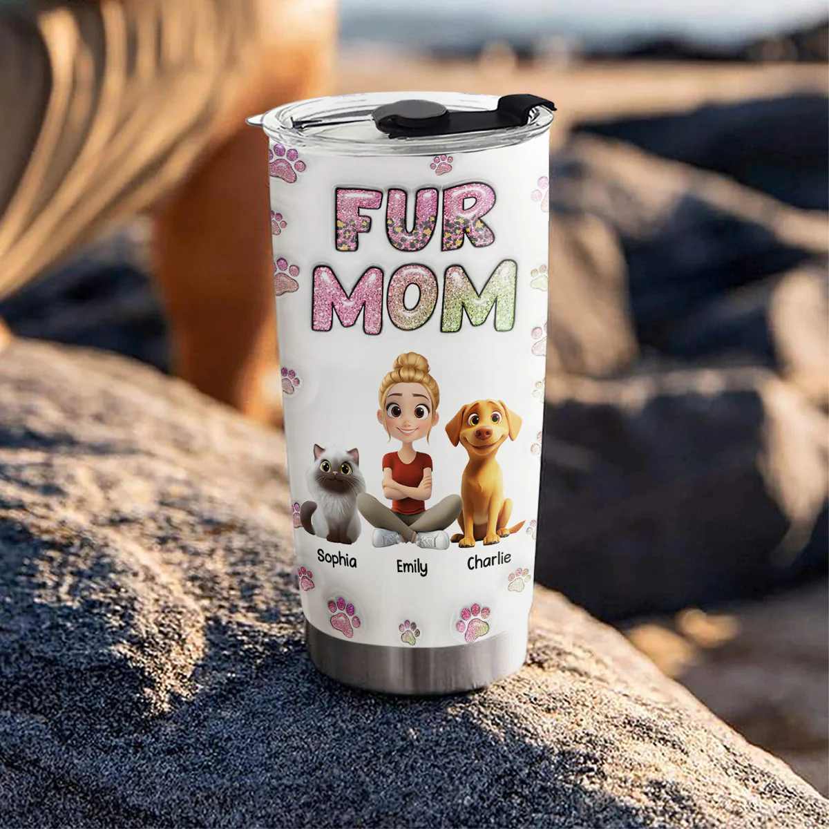 Fur Mom Lovely Chibi - Personalized Custom 3D Inflated Effect Tumbler - Image 5