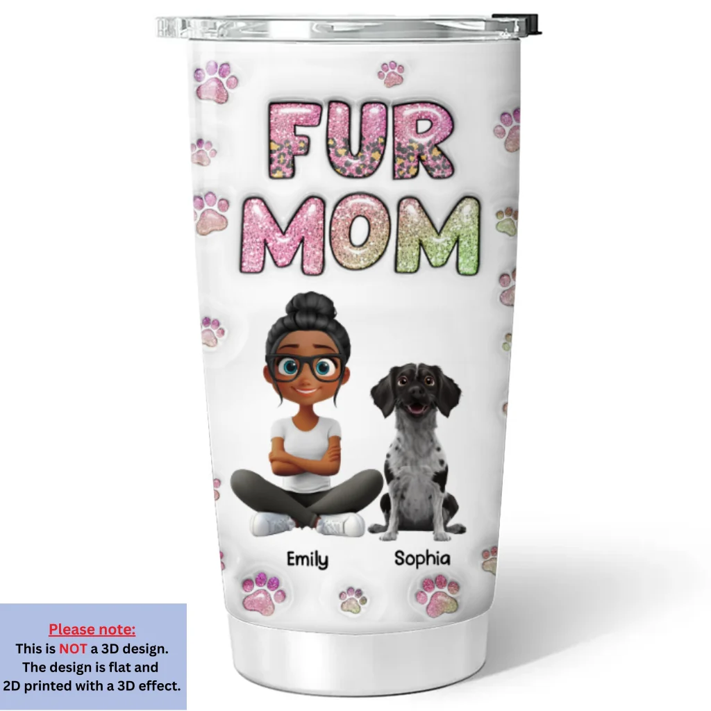 Fur Mom Lovely Chibi - Personalized Custom 3D Inflated Effect Tumbler - Image 6