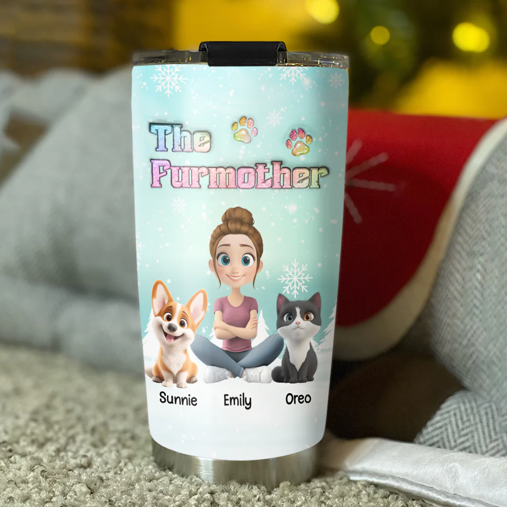 Fur Mother Cartoon - Personalized Custom 3D Inflated Effect Tumbler - Image 4