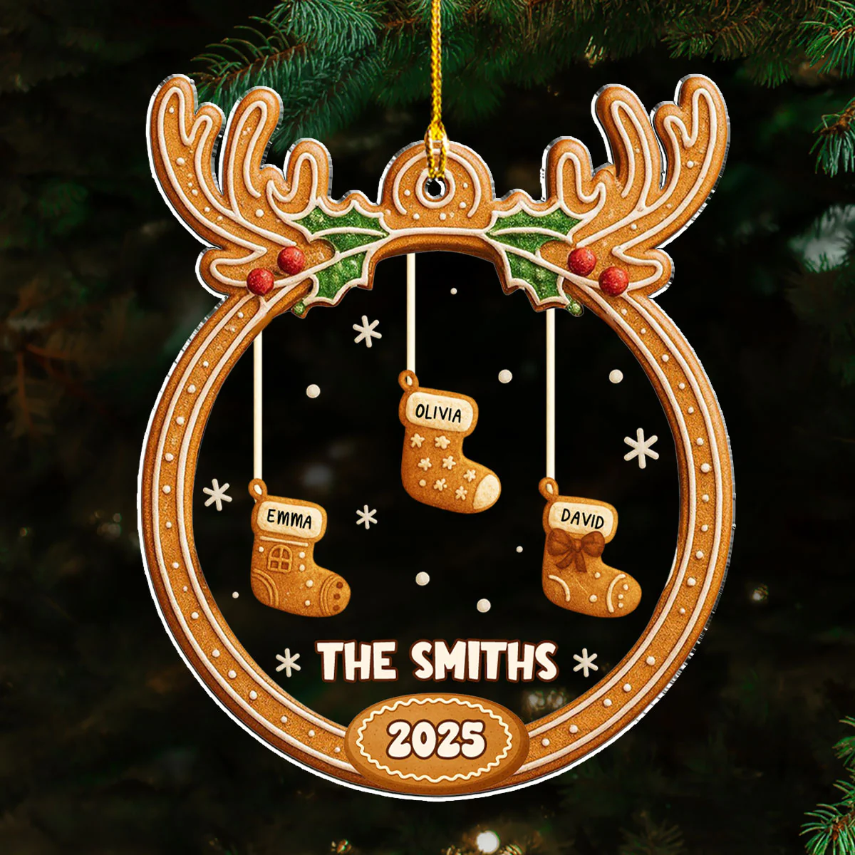 Gingerbread Christmas Memories - Personalized Custom Acrylic Ornament - Image 2