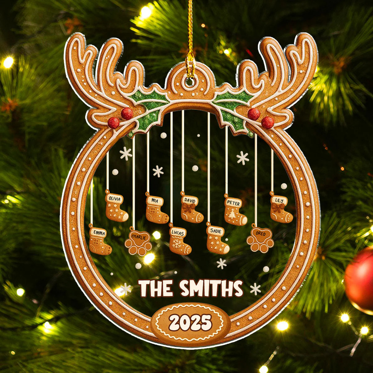 Gingerbread Christmas Memories - Personalized Custom Acrylic Ornament - Image 5
