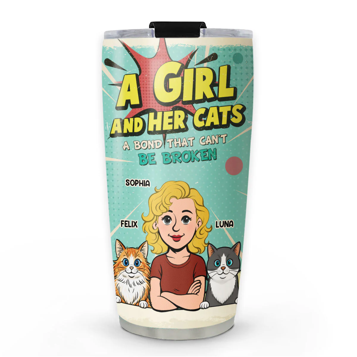 Girl And Cat Comic - Personalized Custom Tumbler