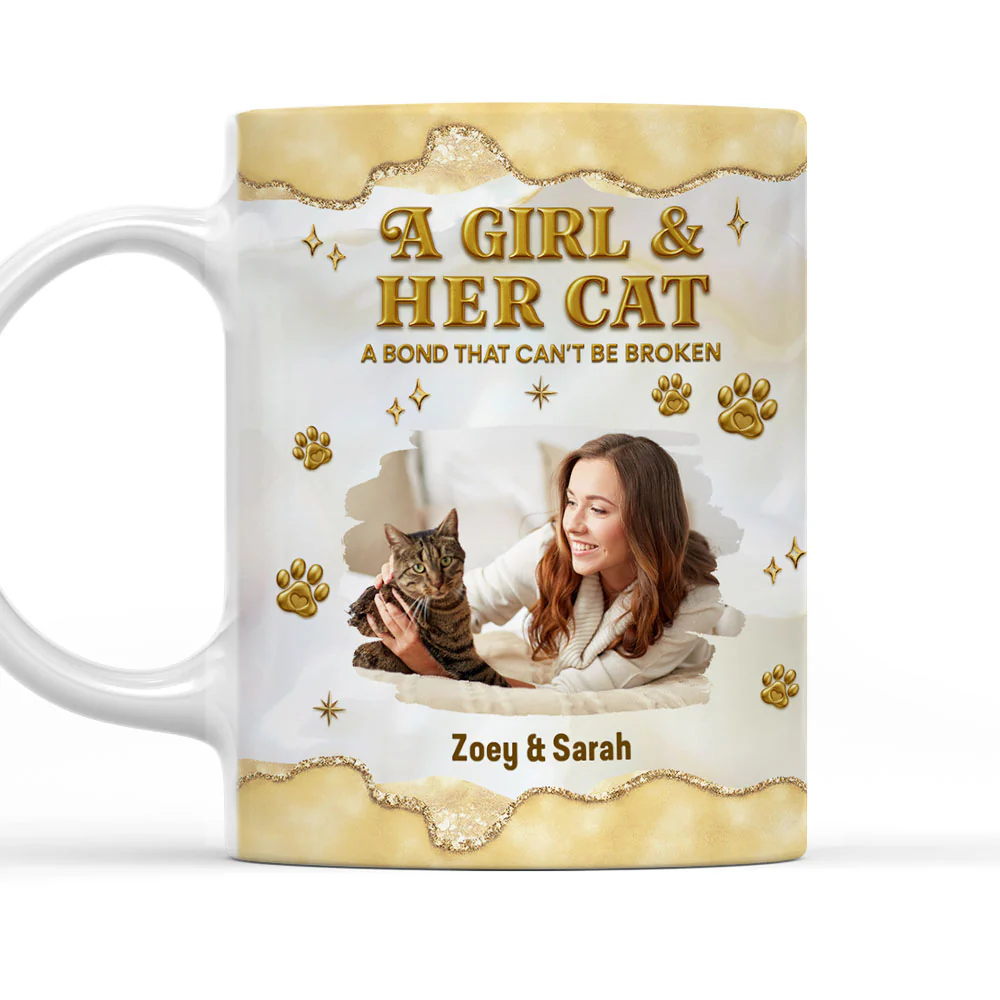 Girl And Cat Yellow Photo - Personalized Custom 3D Effect Mug