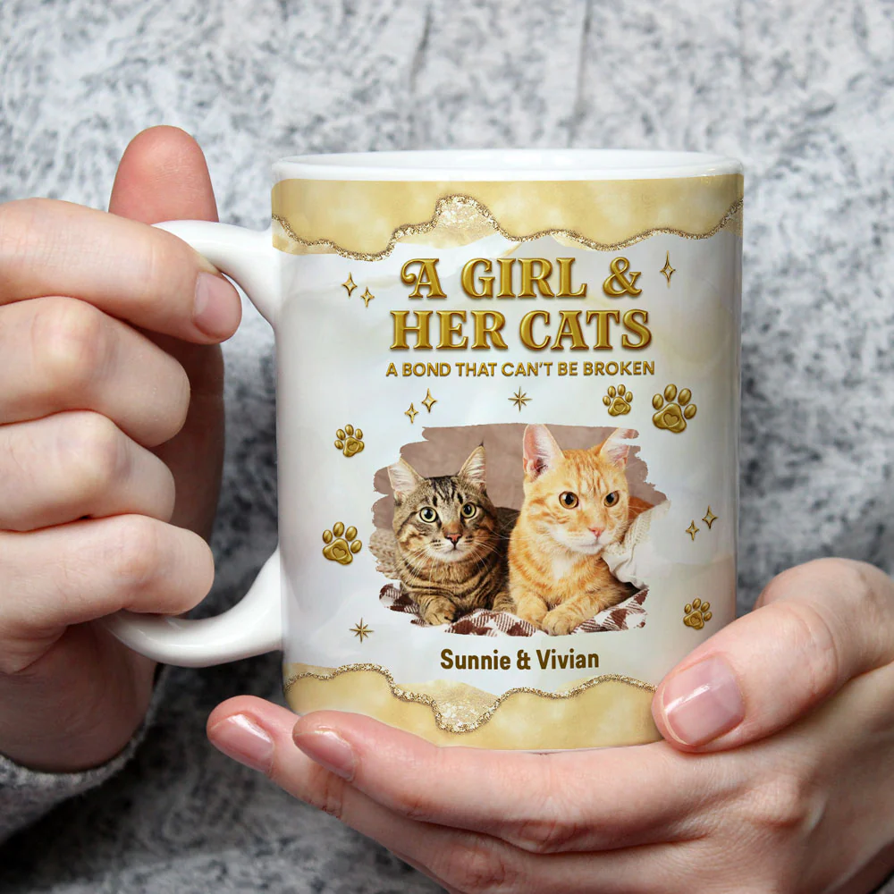 Girl And Cat Yellow Photo - Personalized Custom 3D Effect Mug - Image 3