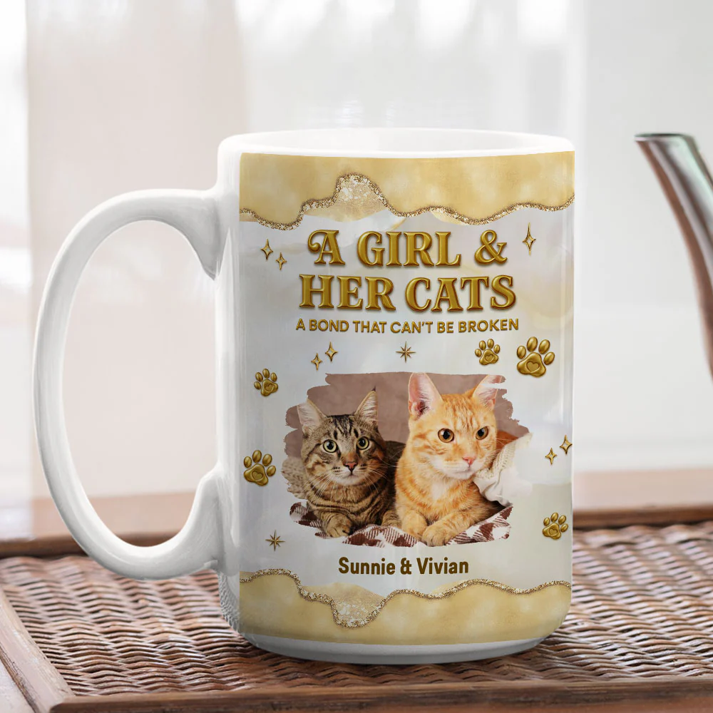 Girl And Cat Yellow Photo - Personalized Custom 3D Effect Mug - Image 5