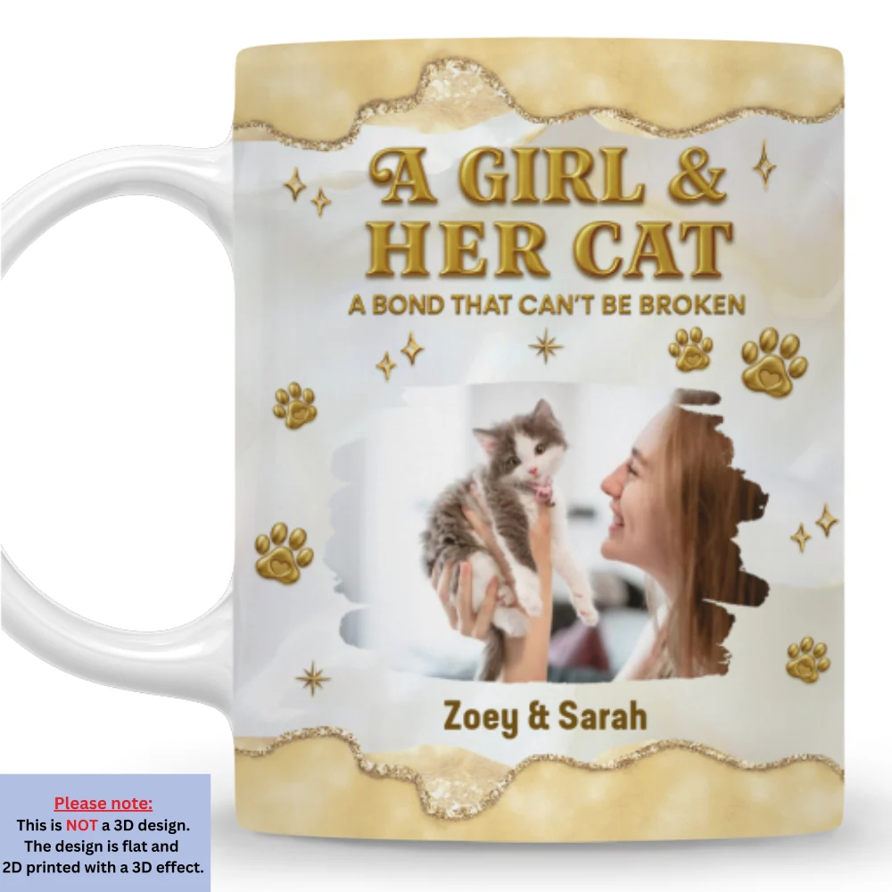 Girl And Cat Yellow Photo - Personalized Custom 3D Effect Mug - Image 7