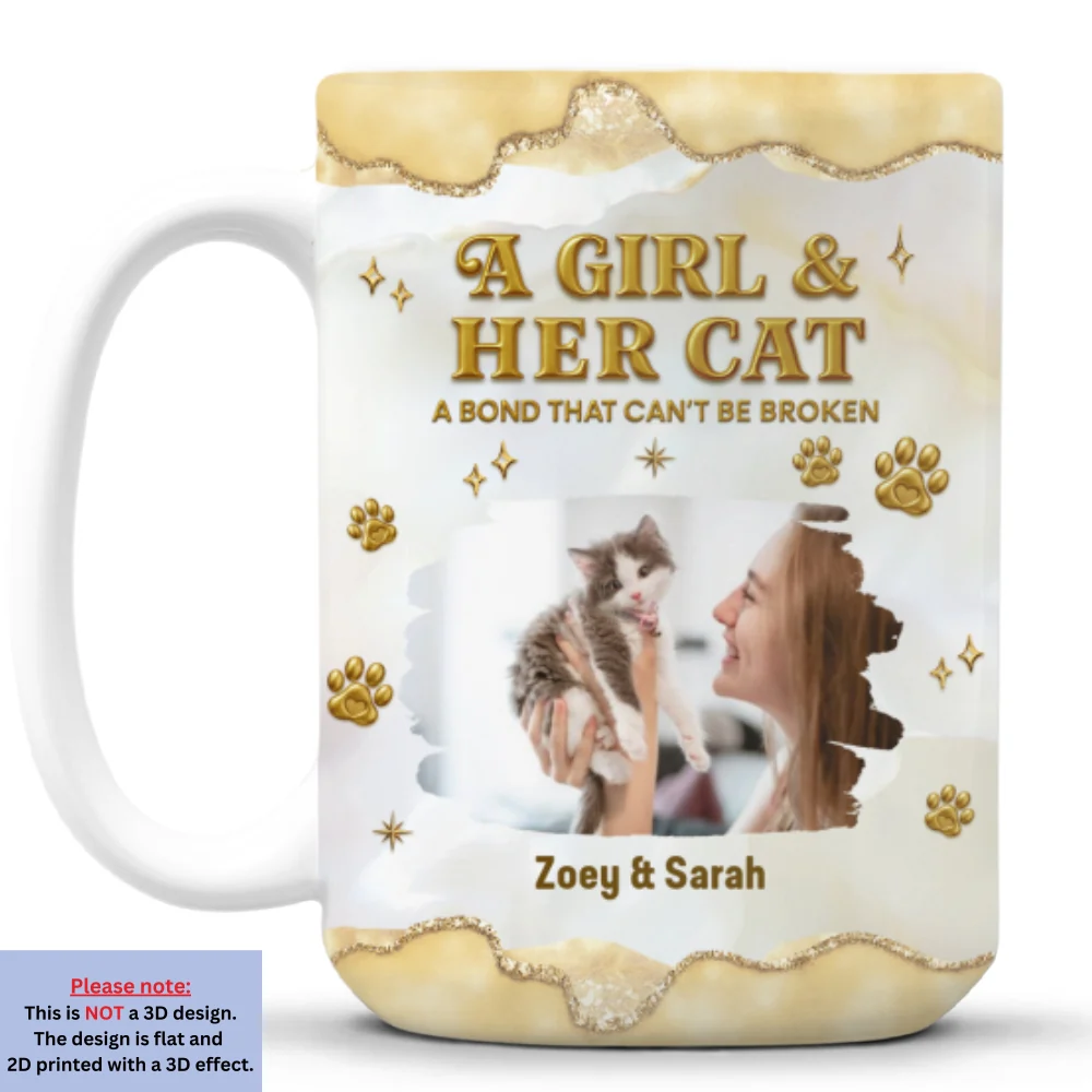 Girl And Cat Yellow Photo - Personalized Custom 3D Effect Mug - Image 8