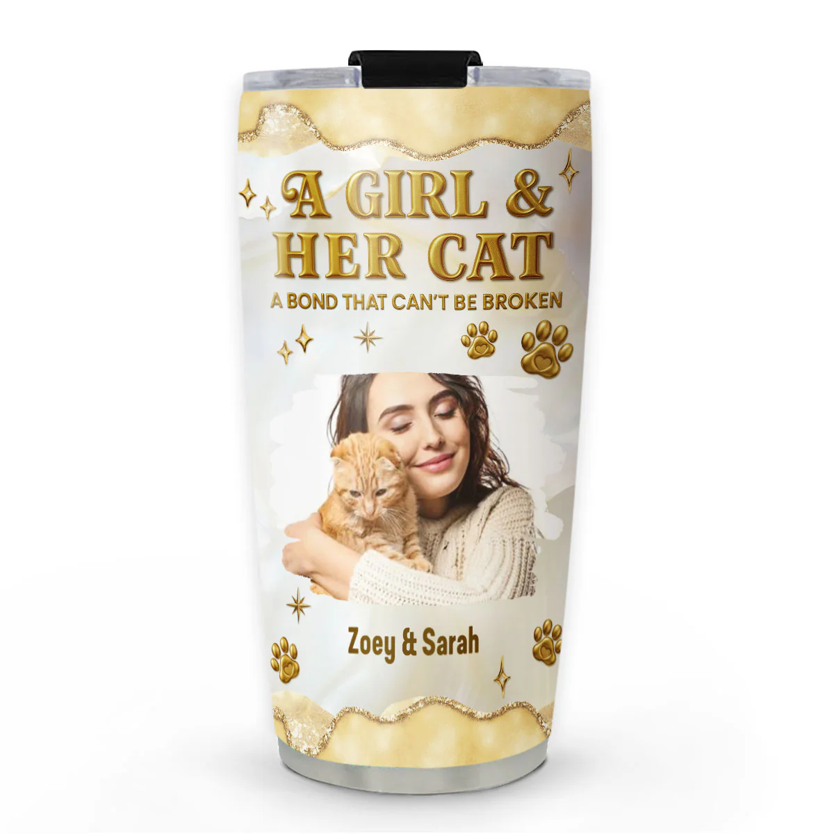 Girl And Cat Yellow Photo - Personalized Custom 3D Effect Tumbler