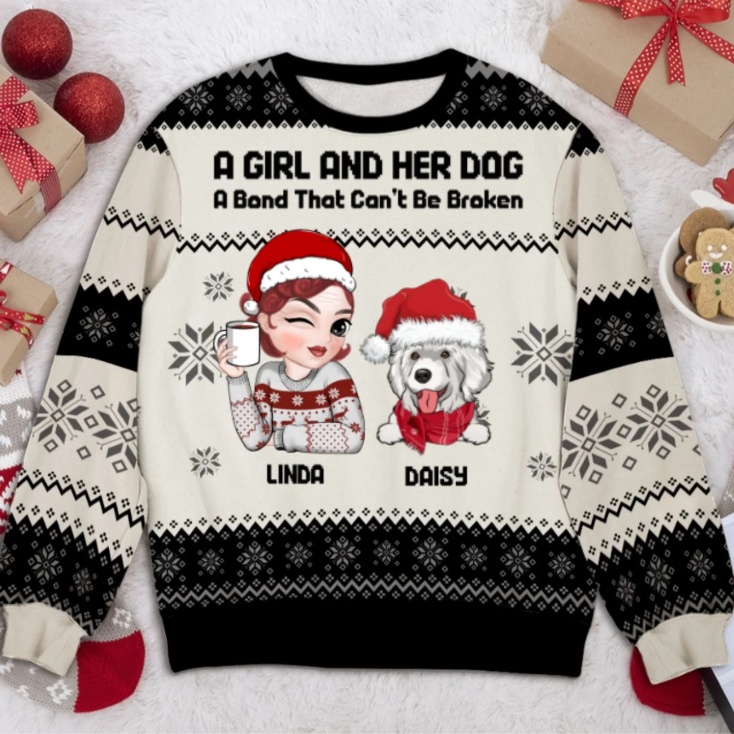 Girl And Dog Christmas - Personalized Custom All-Over-Print Sweatshirt - Image 6