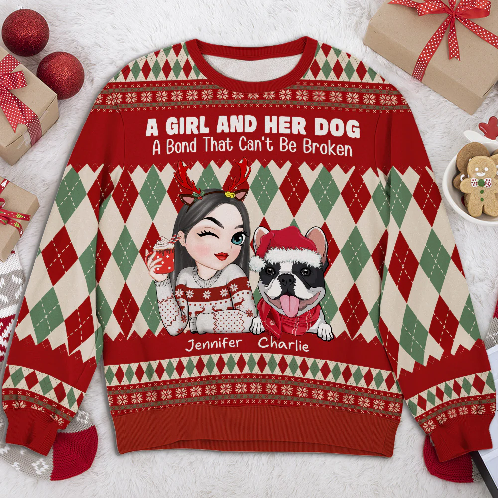 Girl And Dog Square - Personalized Custom All-Over-Print Sweatshirt