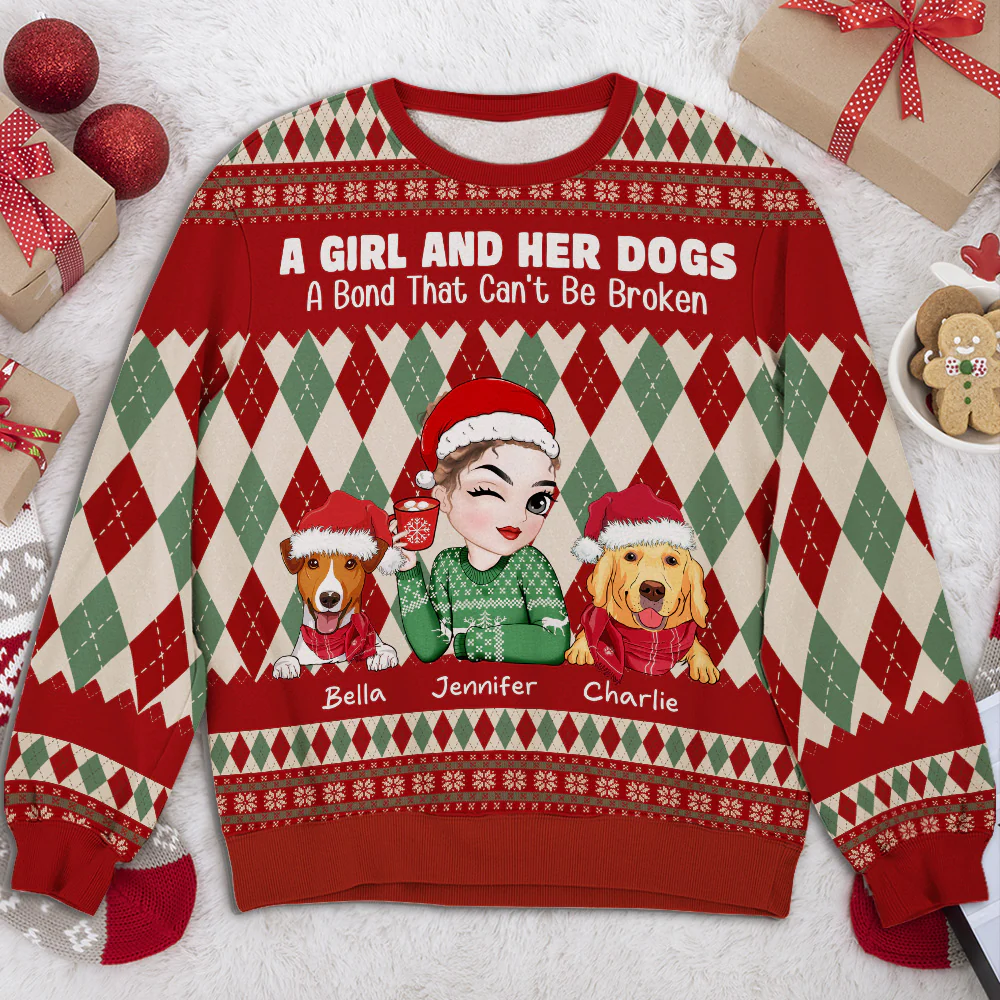 Girl And Dog Square - Personalized Custom All-Over-Print Sweatshirt - Image 3