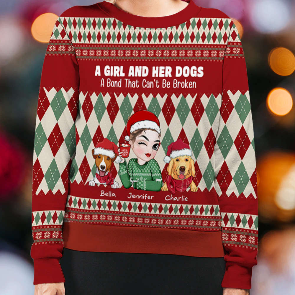 Girl And Dog Square - Personalized Custom All-Over-Print Sweatshirt - Image 4